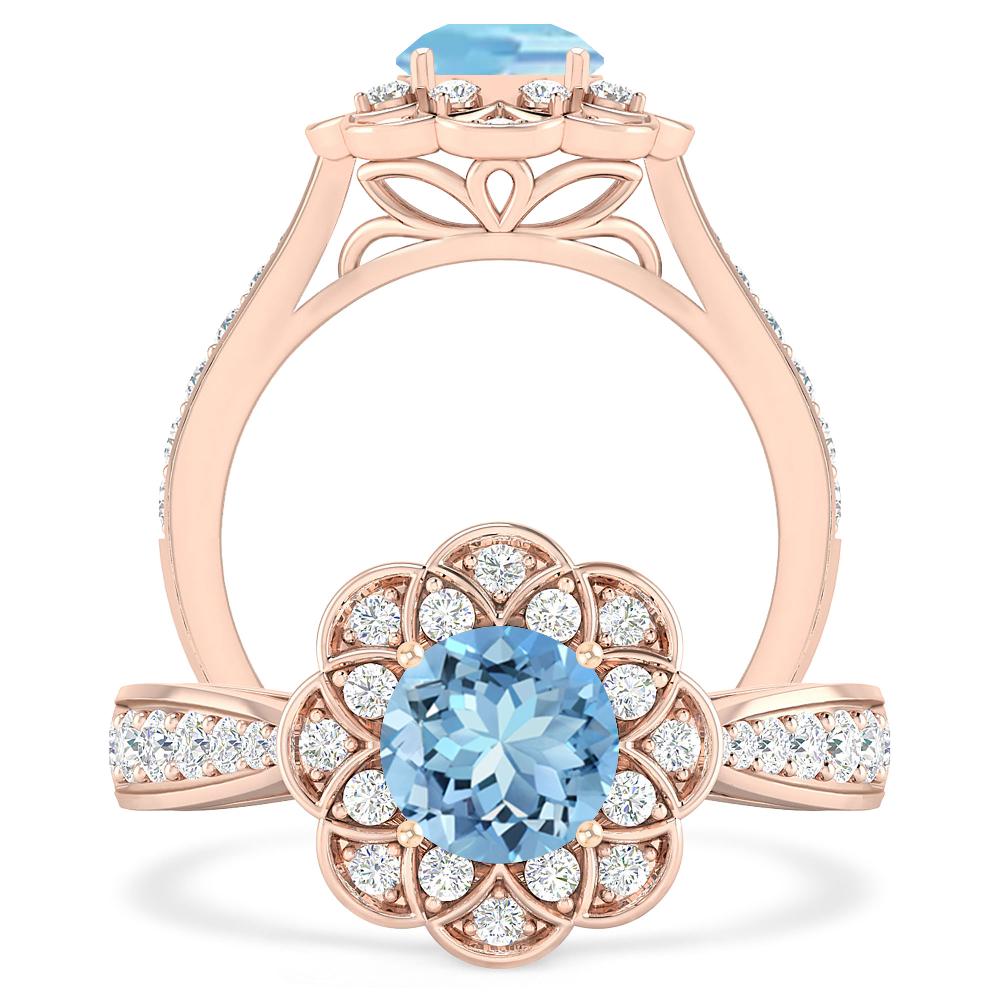 Rose Gold - Aquamarine