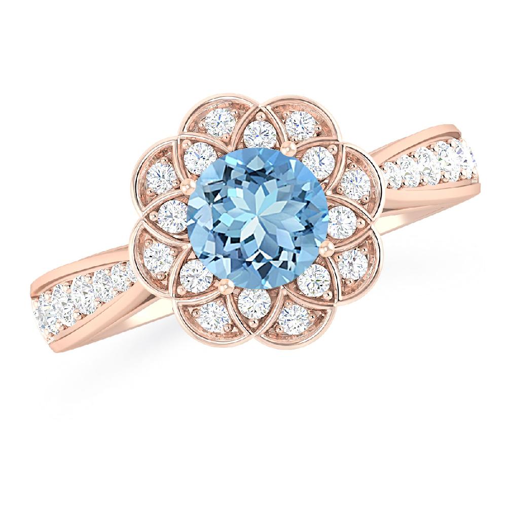 Rose Gold - Aquamarine