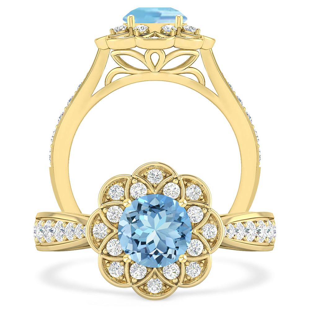 Yellow Gold - Aquamarine