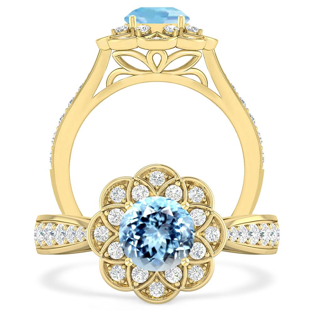 Yellow Gold - Aquamarine