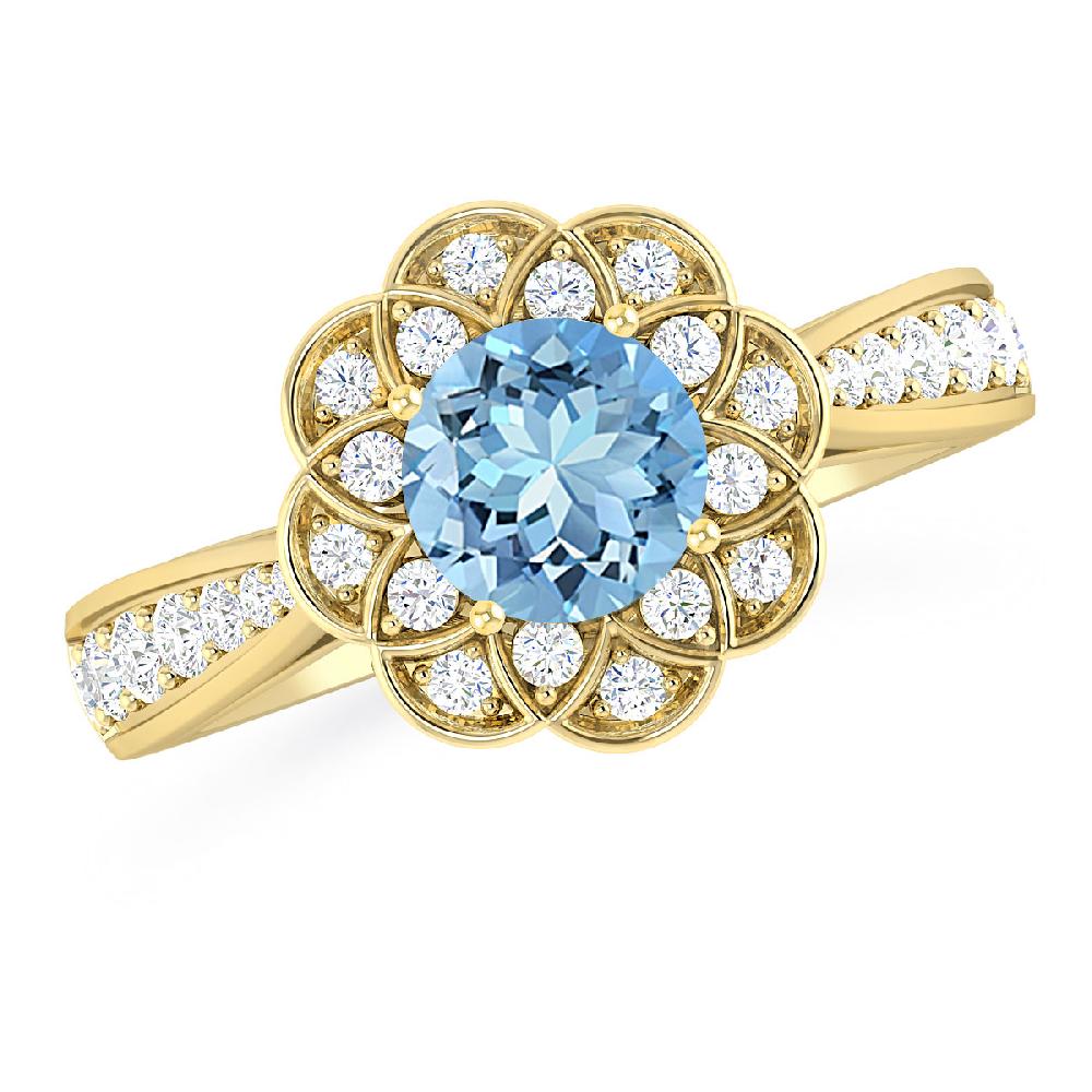 Yellow Gold - Aquamarine