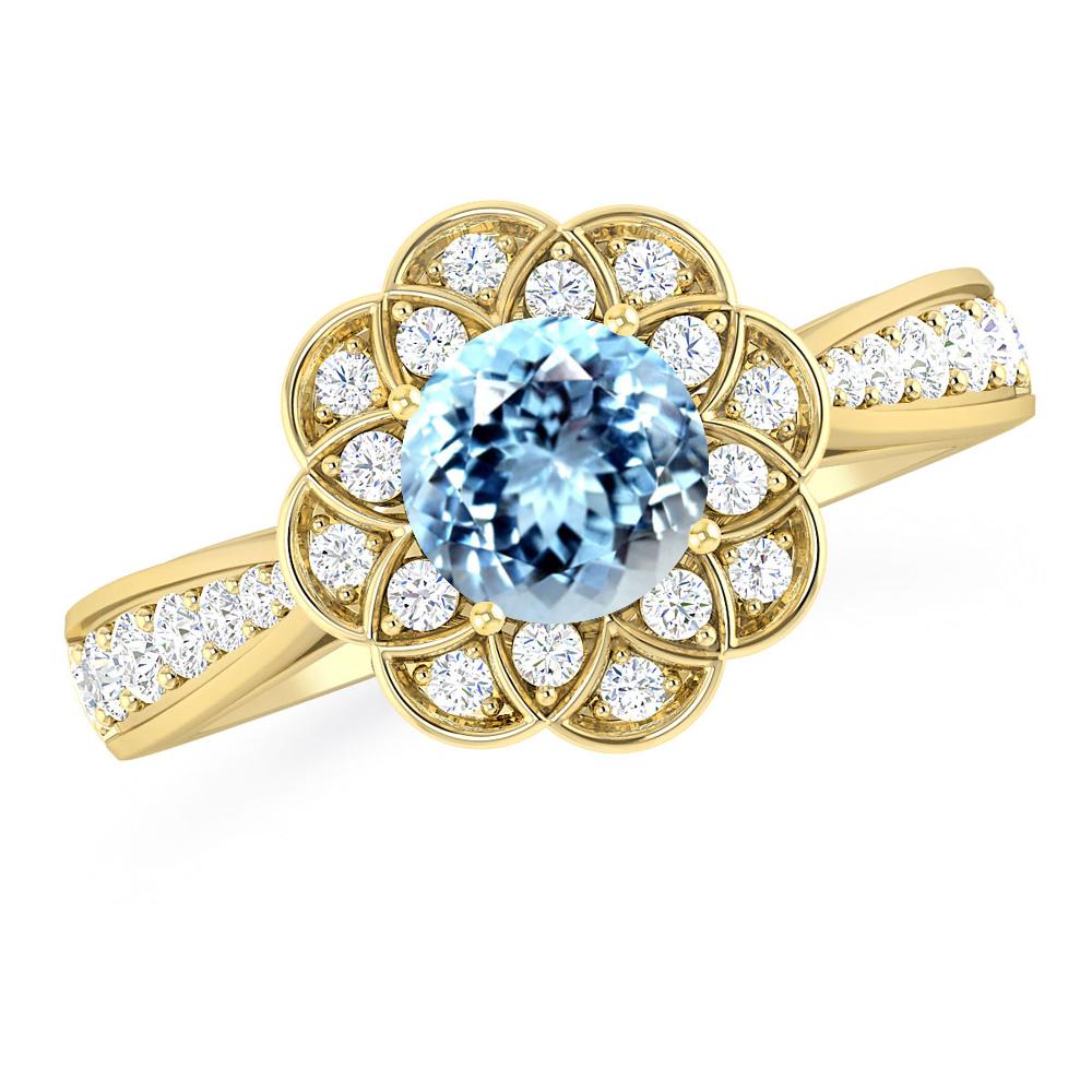 Yellow Gold - Aquamarine