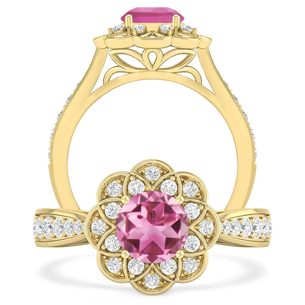 Yellow Gold - Pink Tourmaline