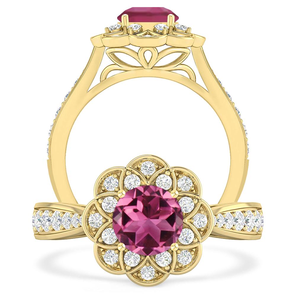 Yellow Gold - Pink Tourmaline