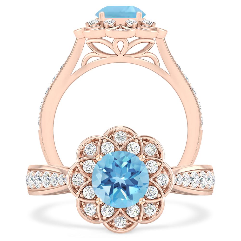 Rose Gold - Blue Topaz