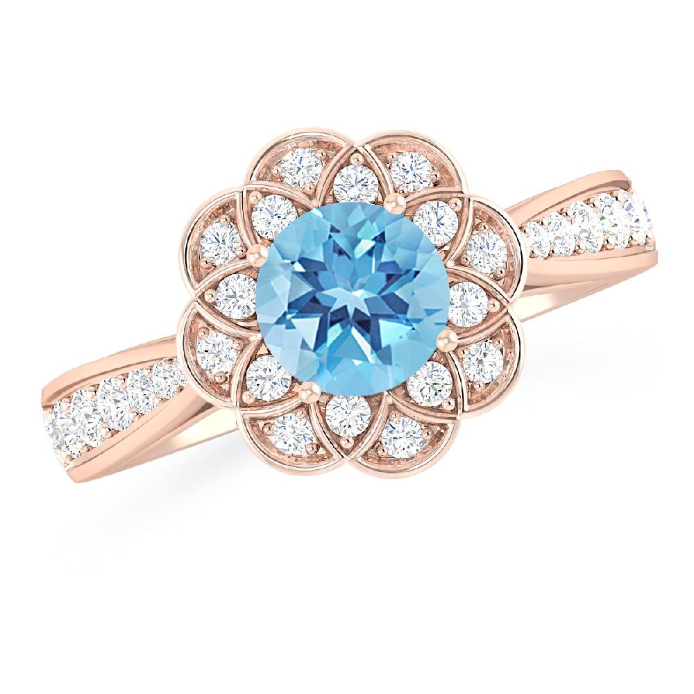 Rose Gold - Blue Topaz