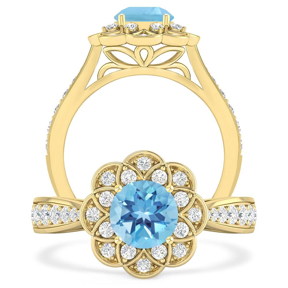 Yellow Gold - Blue Topaz