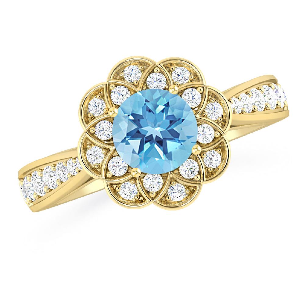 Yellow Gold - Blue Topaz