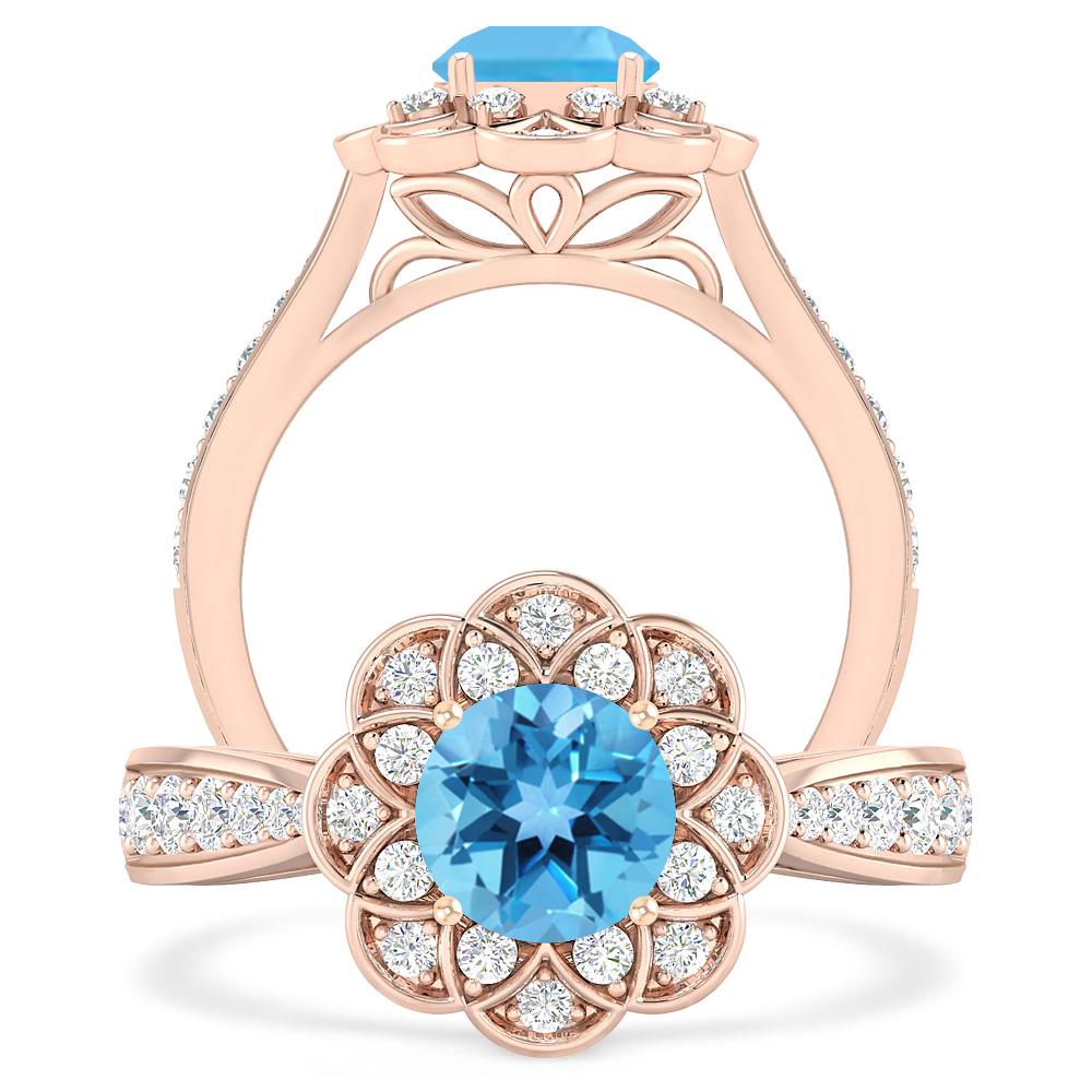 Rose Gold - Blue Topaz