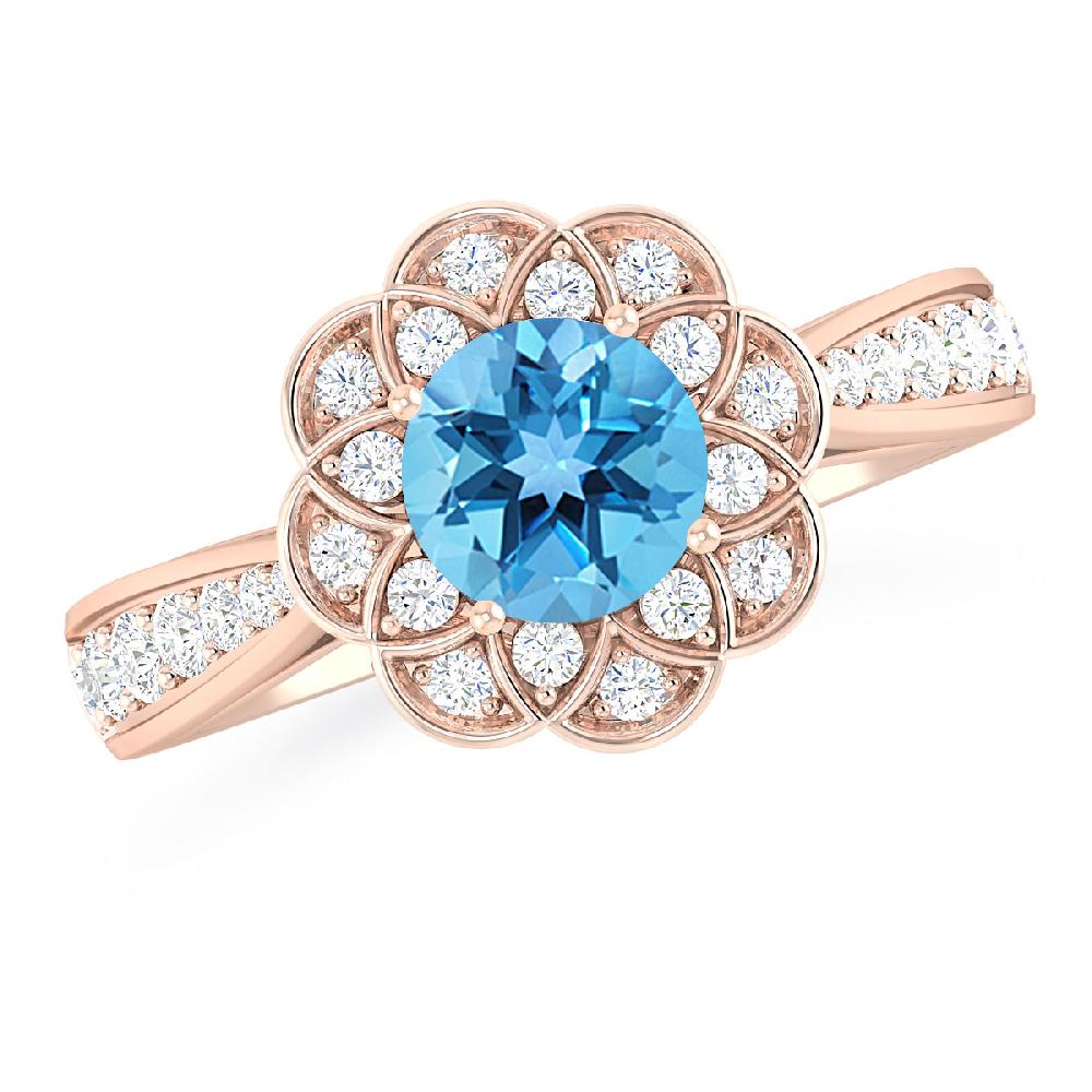 Rose Gold - Blue Topaz