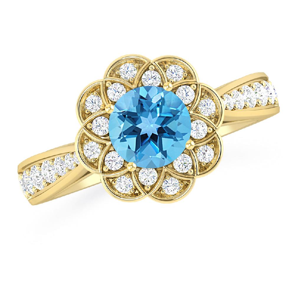 Yellow Gold - Blue Topaz