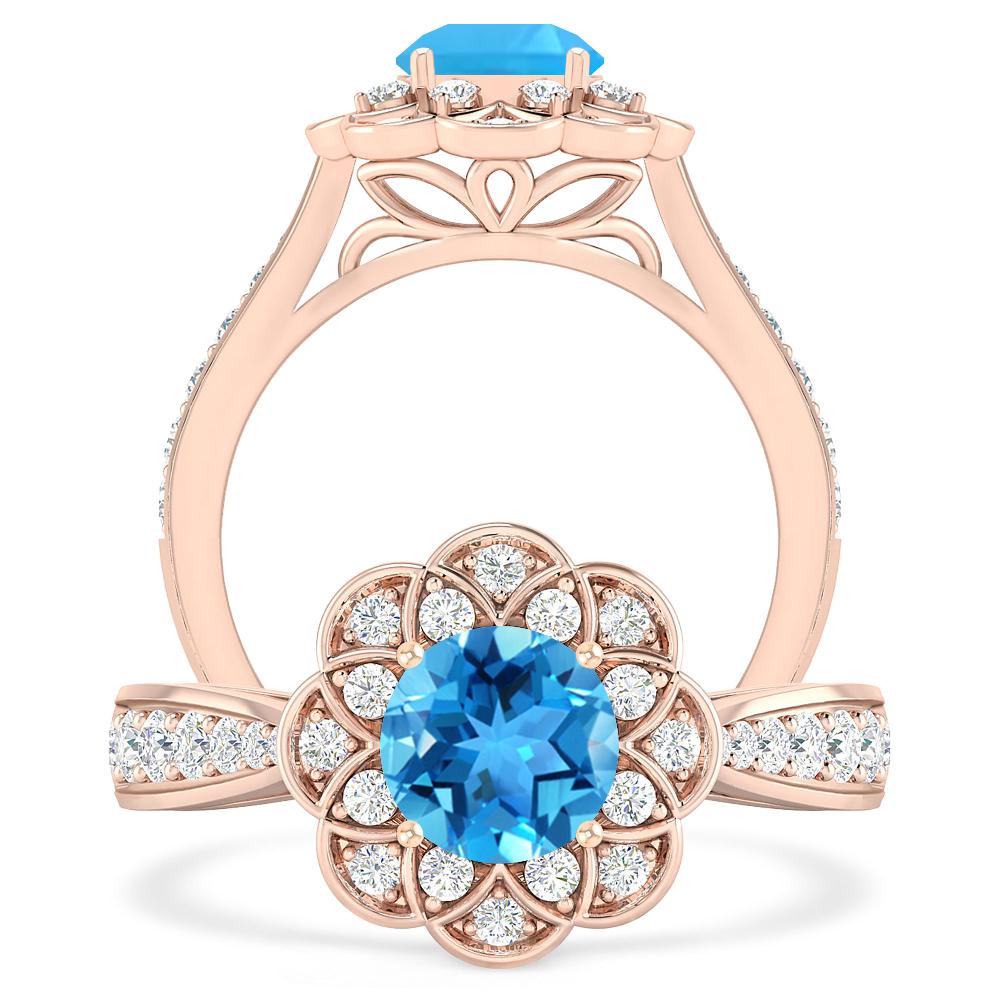 Rose Gold - Blue Topaz