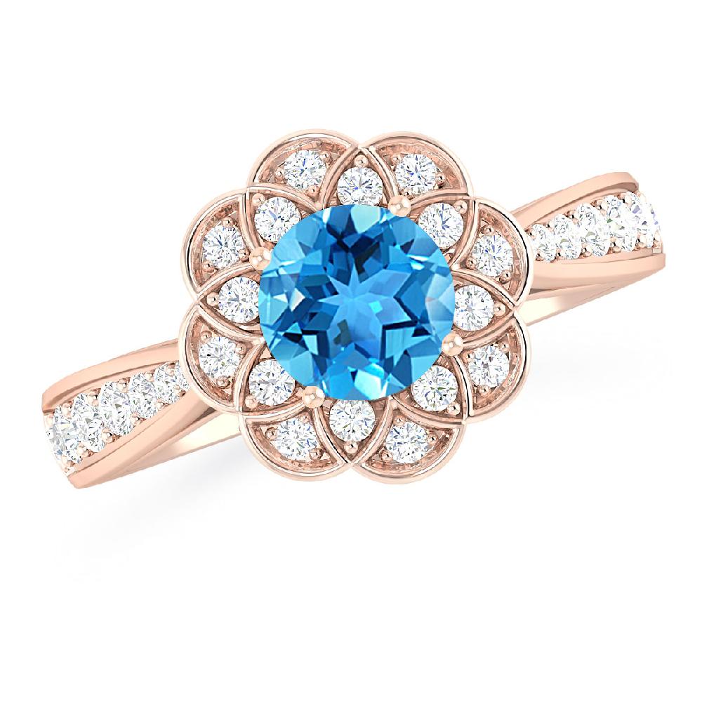 Rose Gold - Blue Topaz