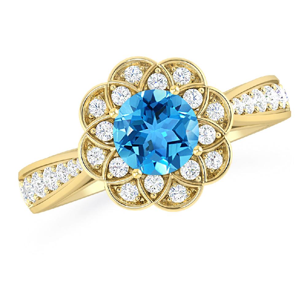 Yellow Gold - Blue Topaz