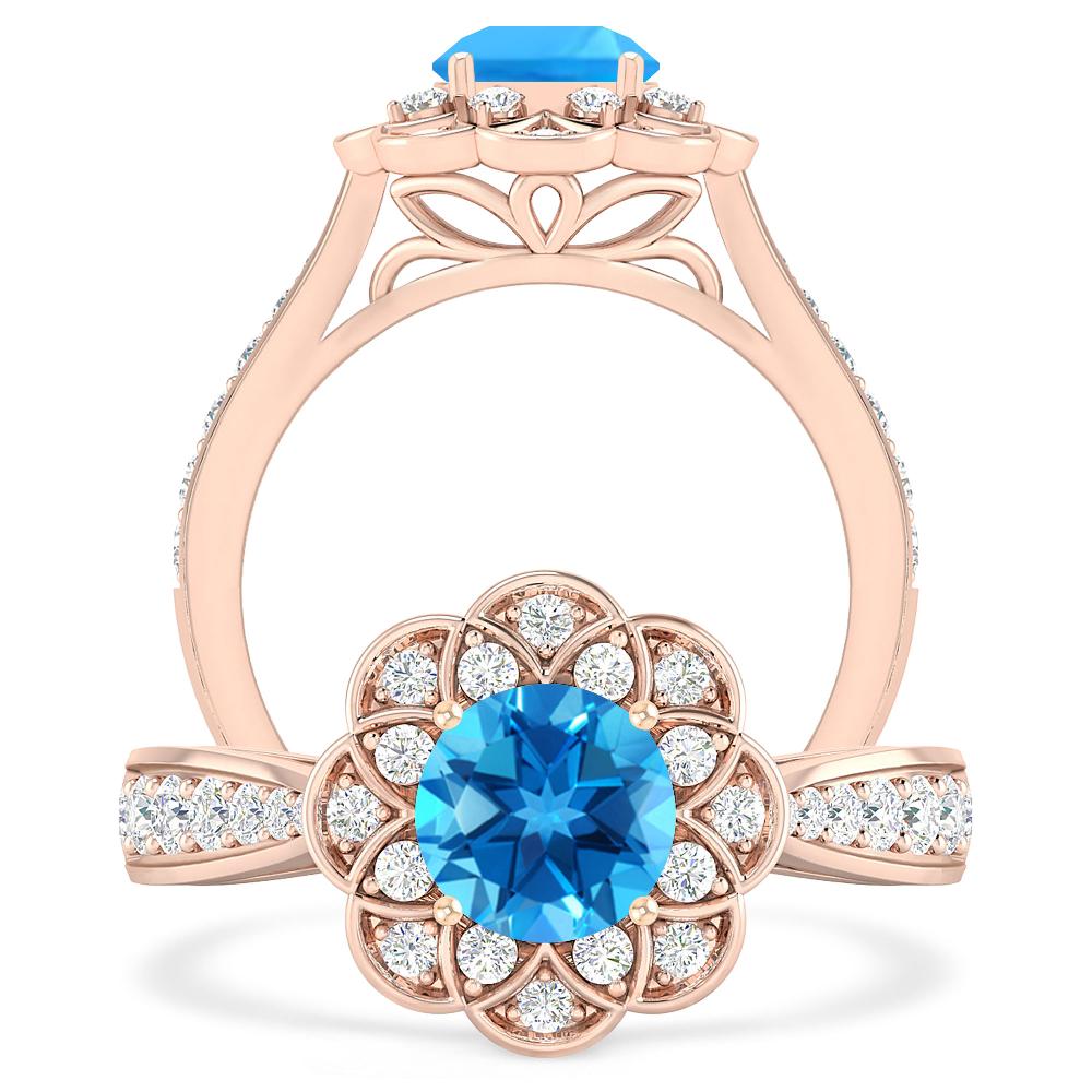 Rose Gold - Blue Topaz