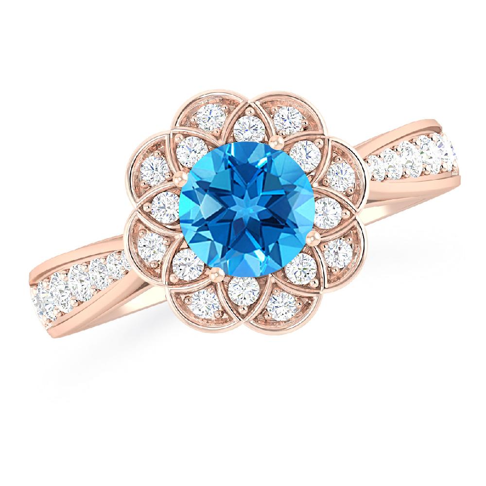 Rose Gold - Blue Topaz