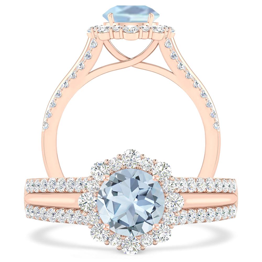 Rose Gold - Aquamarine