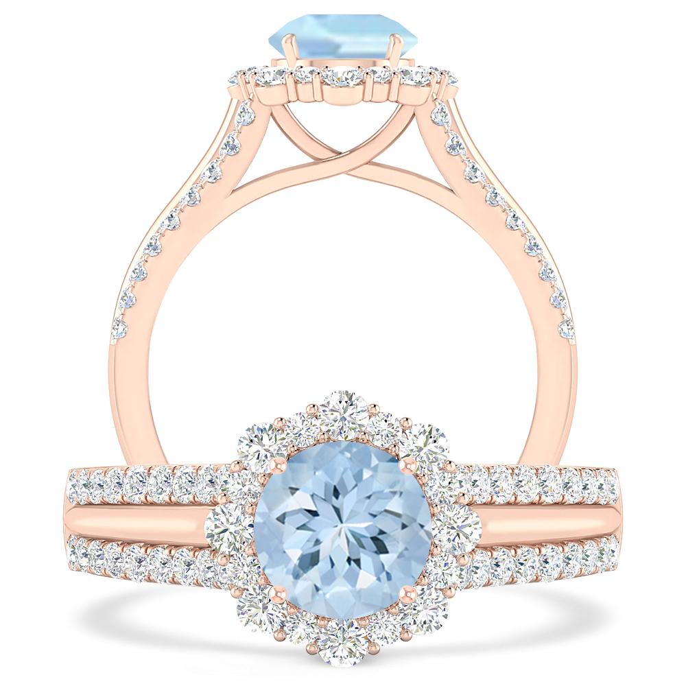 Rose Gold - Aquamarine