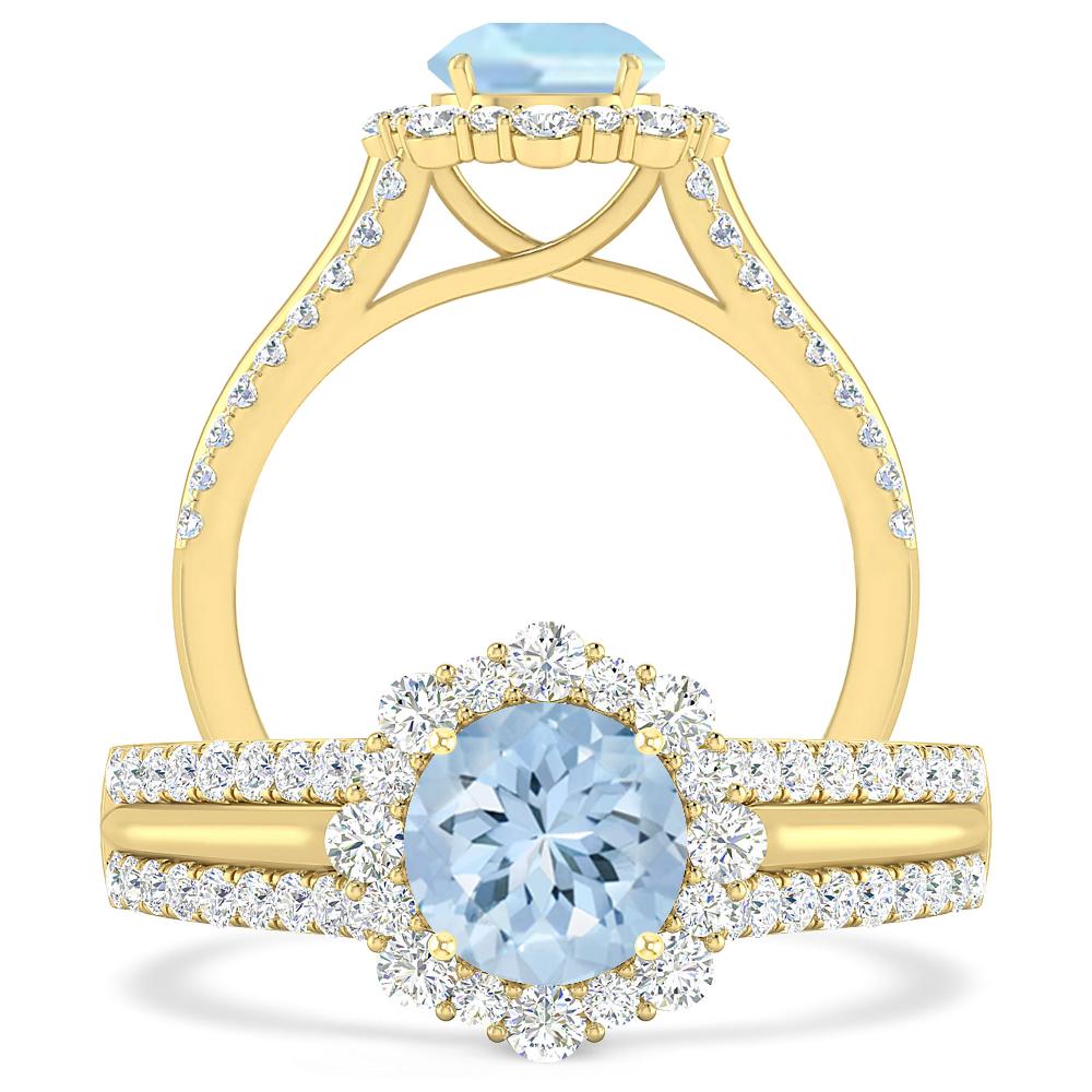 Yellow Gold - Aquamarine