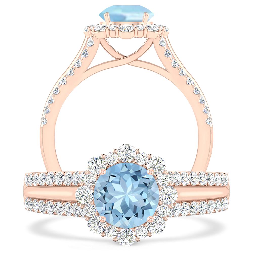 Rose Gold - Aquamarine