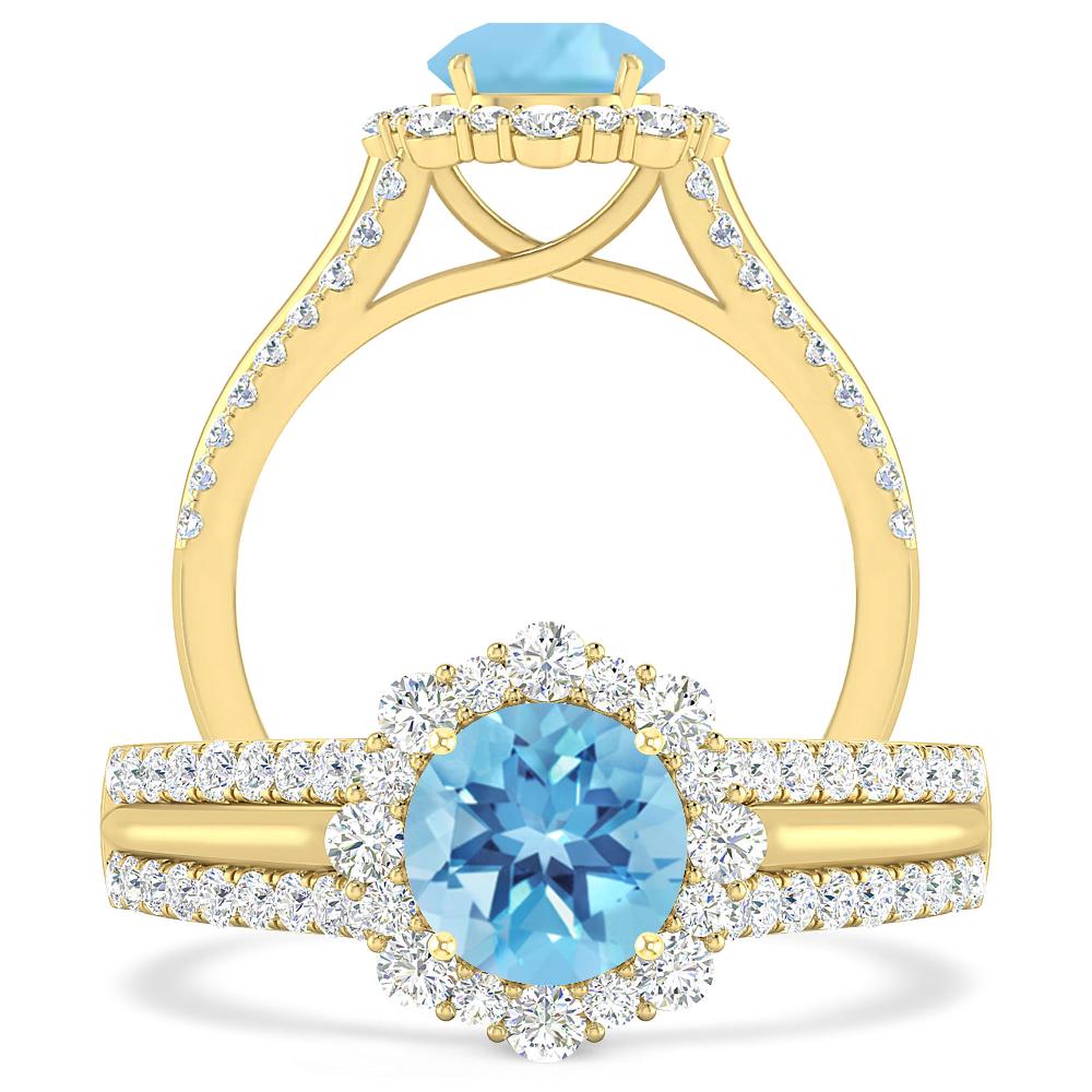 Yellow Gold - Blue Topaz