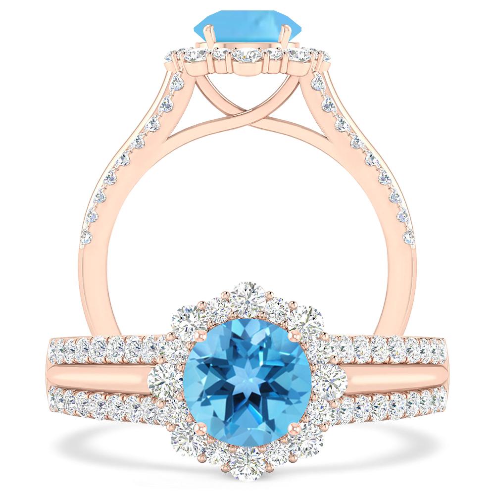 Rose Gold - Blue Topaz