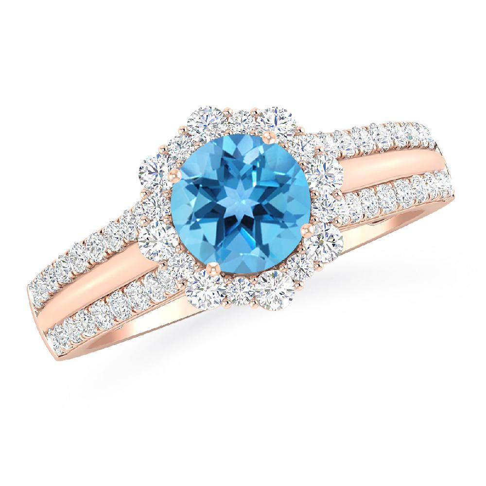 Rose Gold - Blue Topaz