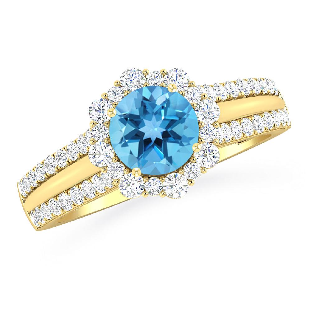 Yellow Gold - Blue Topaz