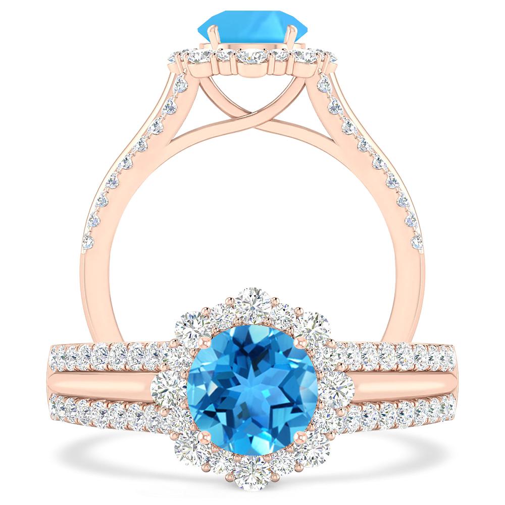 Rose Gold - Blue Topaz