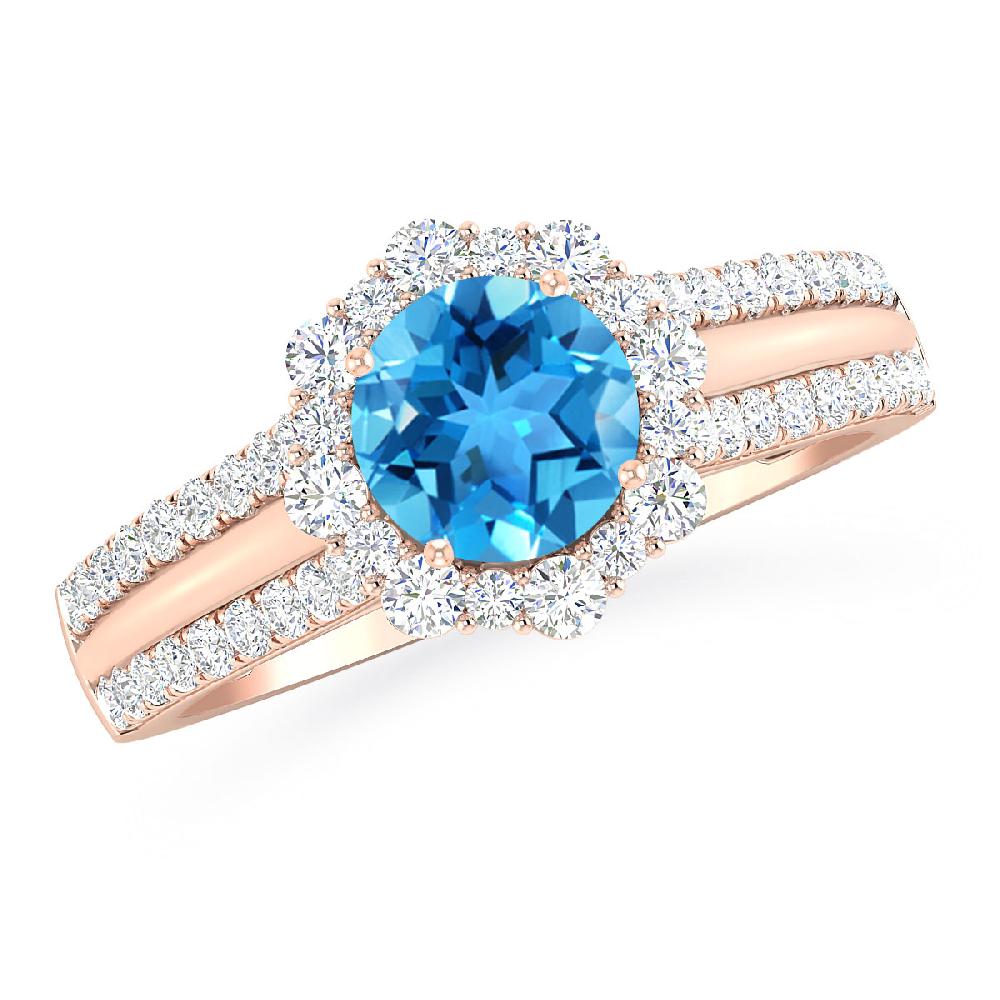 Rose Gold - Blue Topaz