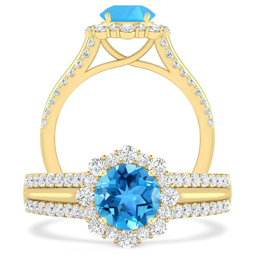 Yellow Gold - Blue Topaz