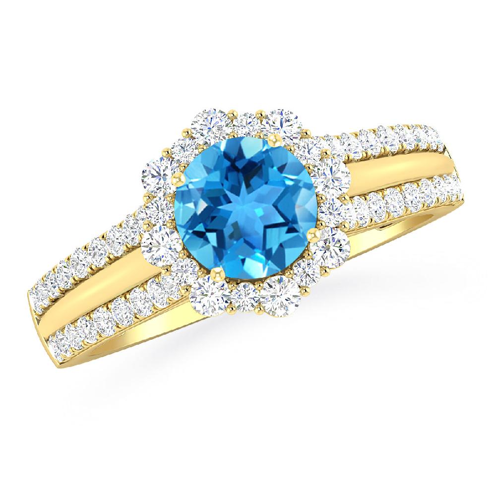 Yellow Gold - Blue Topaz