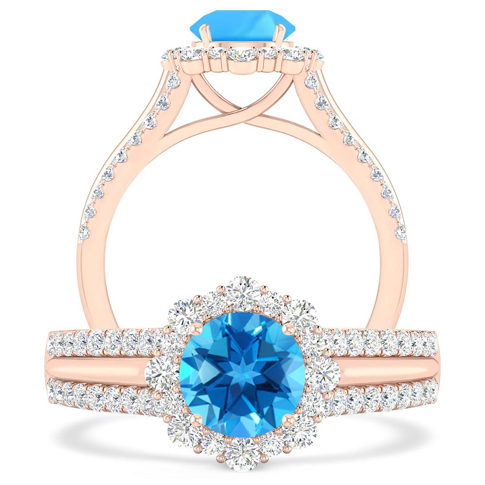 Rose Gold - Blue Topaz