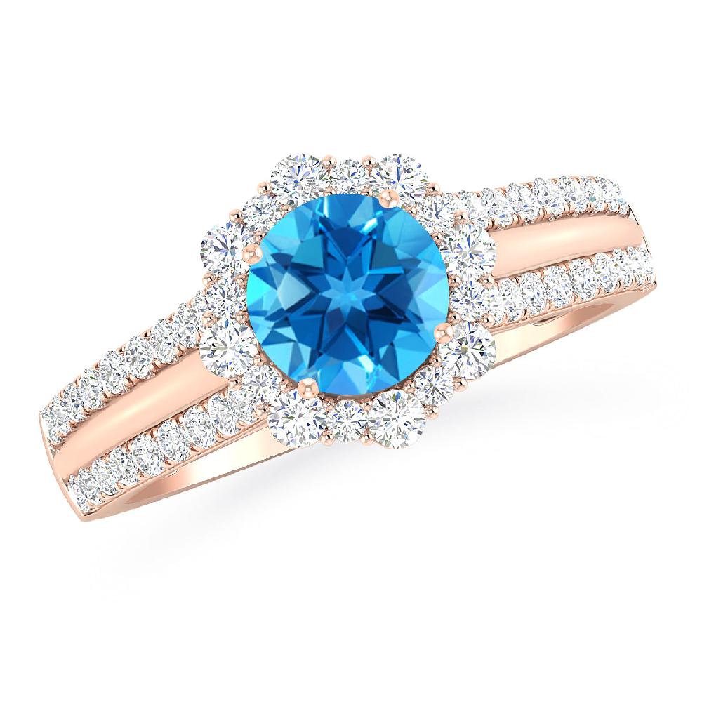 Rose Gold - Blue Topaz