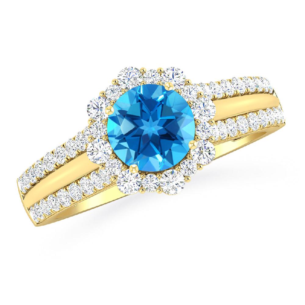 Yellow Gold - Blue Topaz