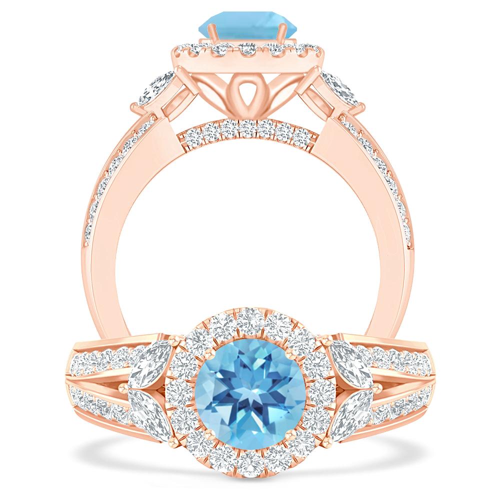 Rose Gold - Blue Topaz