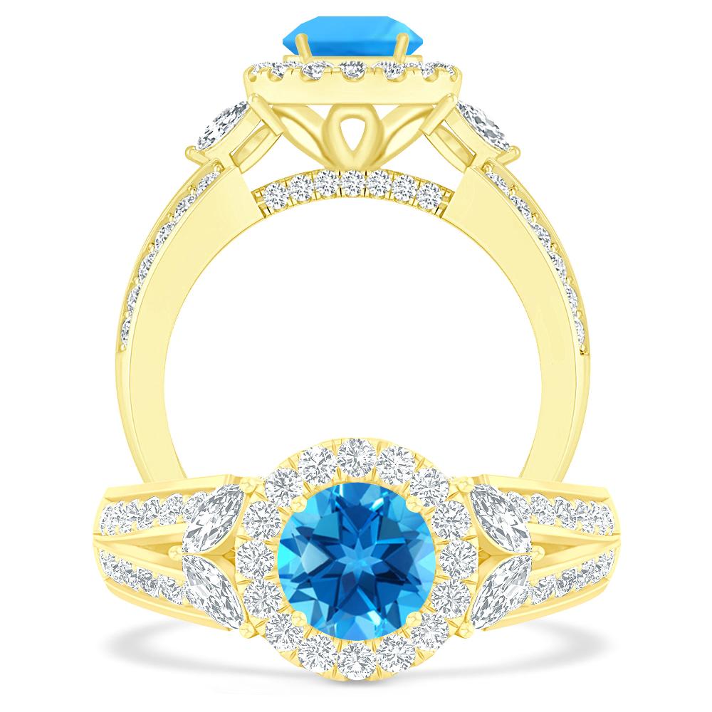 Yellow Gold - Blue Topaz