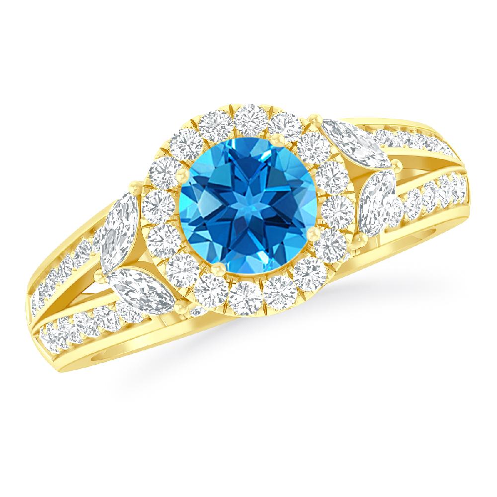 Yellow Gold - Blue Topaz