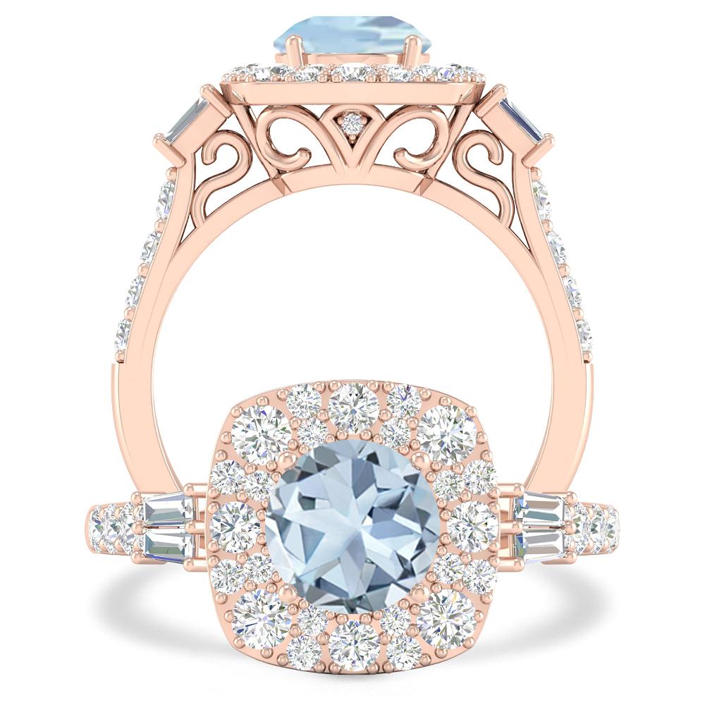 Rose Gold - Aquamarine