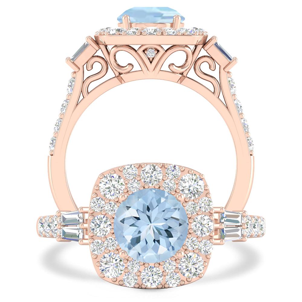 Rose Gold - Aquamarine