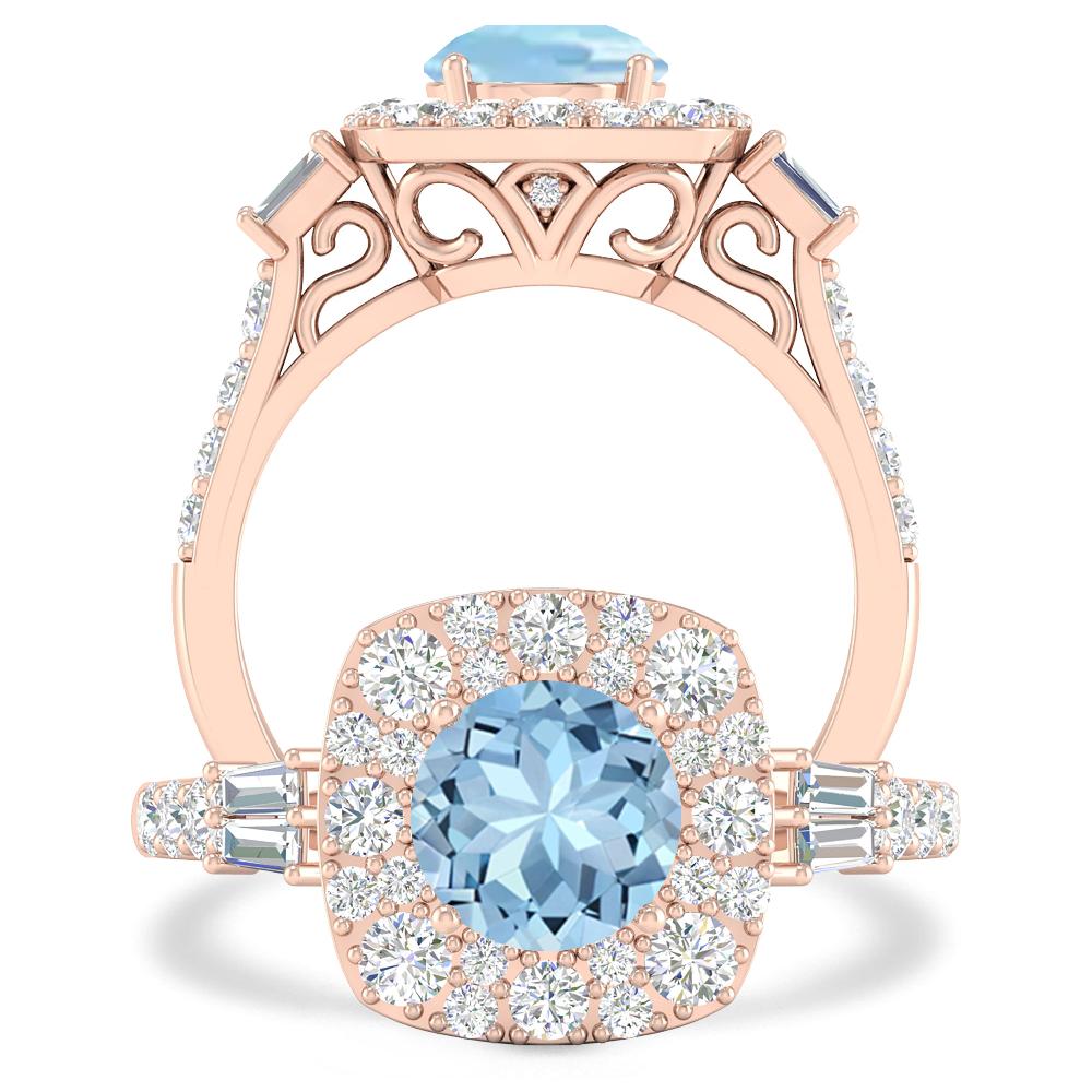 Rose Gold - Aquamarine