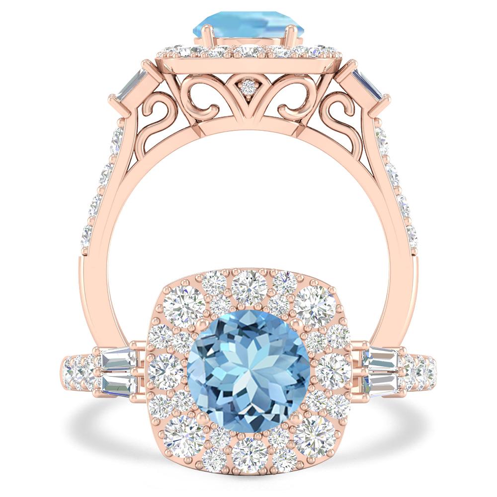 Rose Gold - Aquamarine