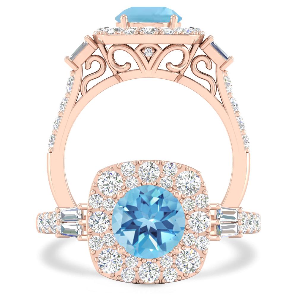 Rose Gold - Blue Topaz