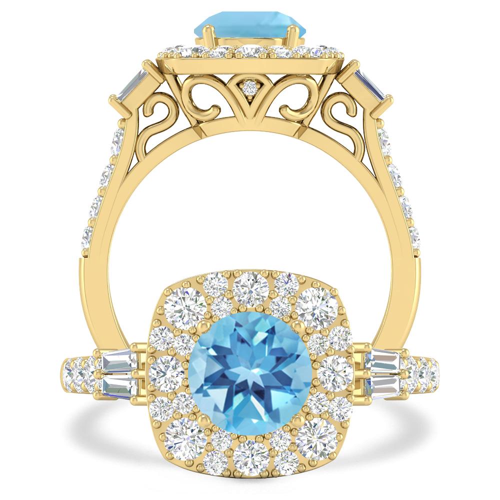 Yellow Gold - Blue Topaz