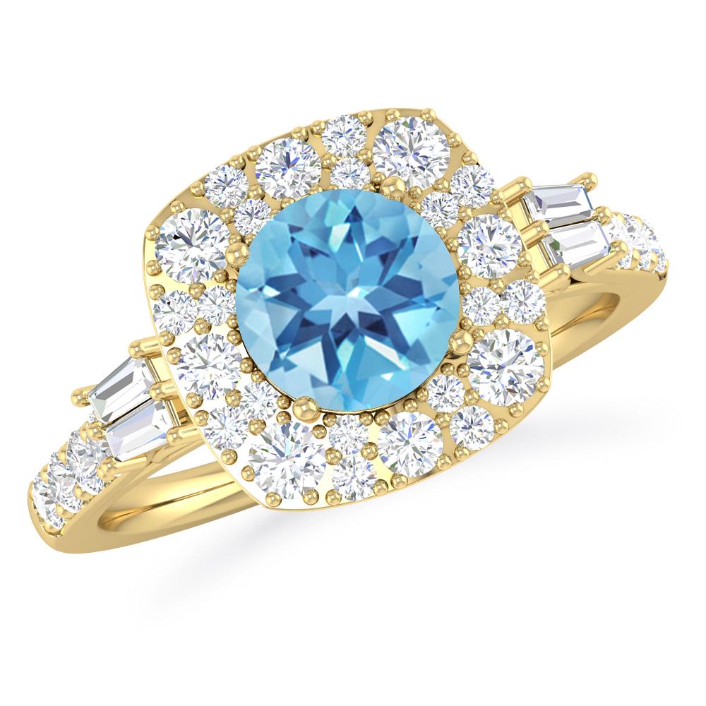 Yellow Gold - Blue Topaz