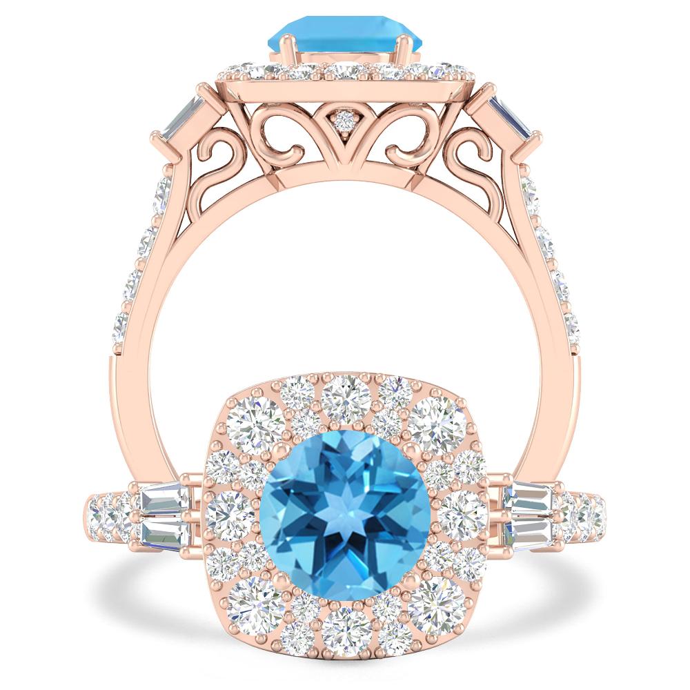 Rose Gold - Blue Topaz