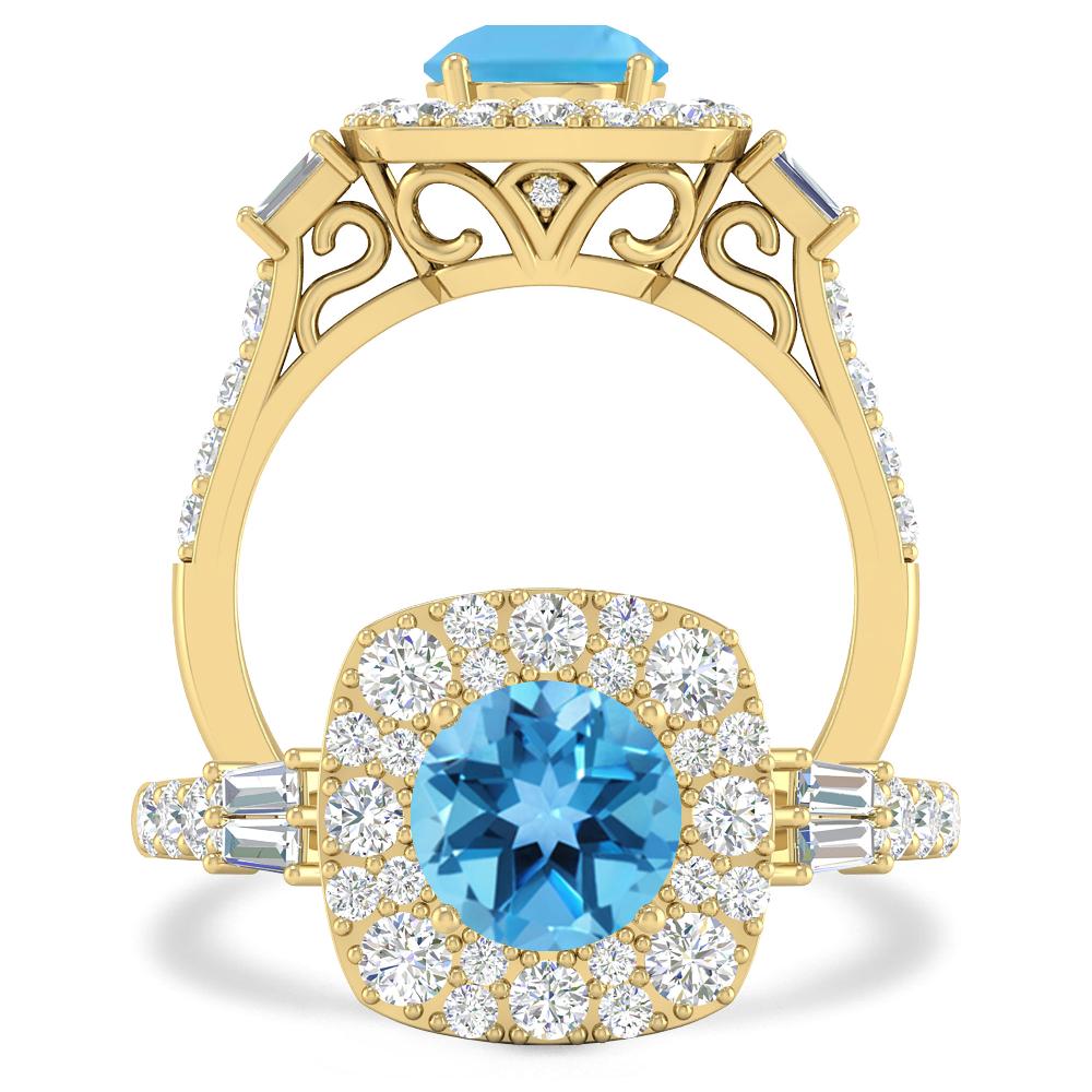 Yellow Gold - Blue Topaz