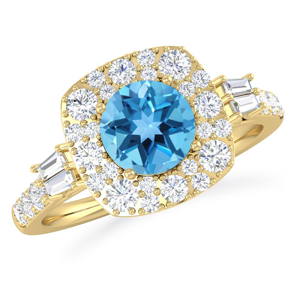 Yellow Gold - Blue Topaz