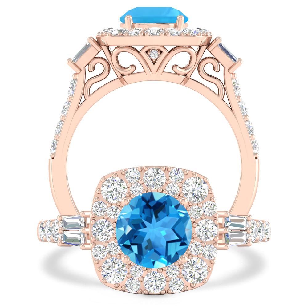 Rose Gold - Blue Topaz