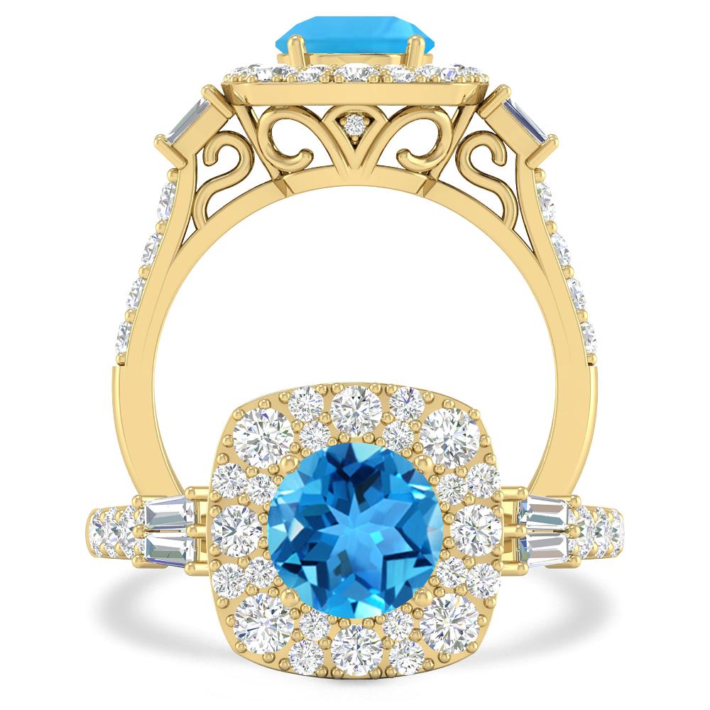 Yellow Gold - Blue Topaz